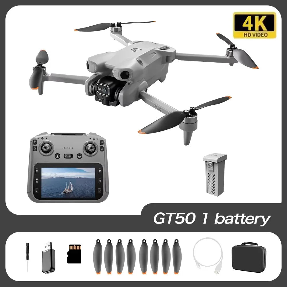 New GT50 Aerial Photography Drone with Obstacle Avoidance, HD Brushless Quadcopter with Large Screen Remote Control Toy Aircraft