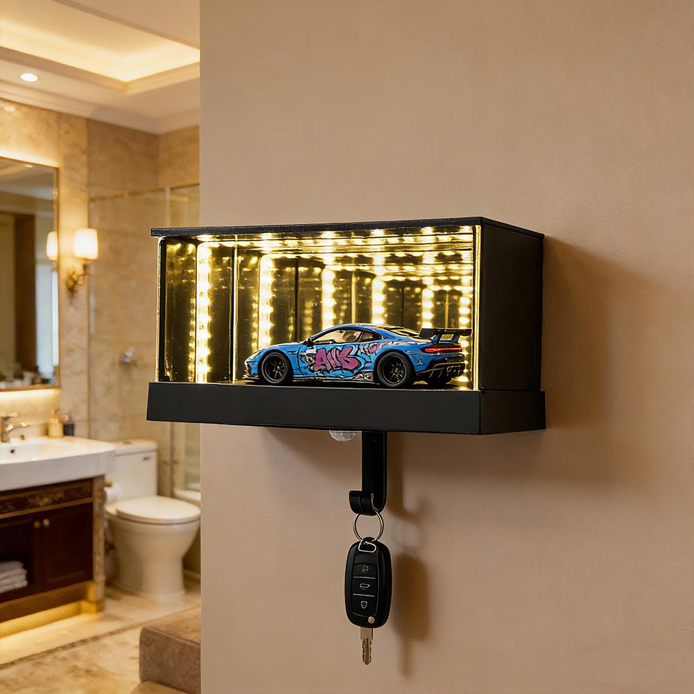 Infinity Garage Keychain With LED Light Car Model Display Key Holder Infinite Illusion Tunnel Effect