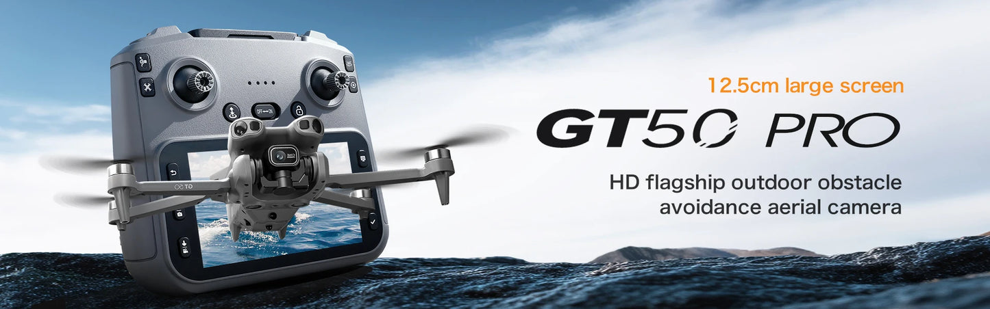 New GT50 Aerial Photography Drone with Obstacle Avoidance, HD Brushless Quadcopter with Large Screen Remote Control Toy Aircraft