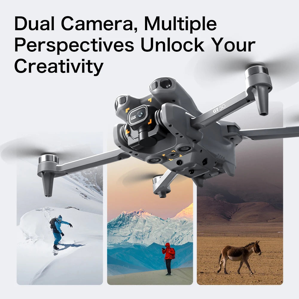 New GT50 Aerial Photography Drone with Obstacle Avoidance, HD Brushless Quadcopter with Large Screen Remote Control Toy Aircraft