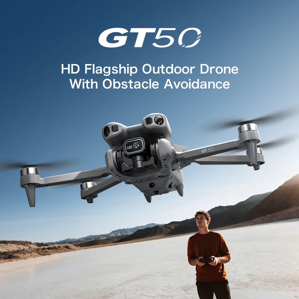 New GT50 Aerial Photography Drone with Obstacle Avoidance, HD Brushless Quadcopter with Large Screen Remote Control Toy Aircraft