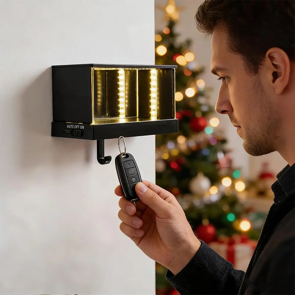 Infinity Garage Keychain With LED Light Car Model Display Key Holder Infinite Illusion Tunnel Effect