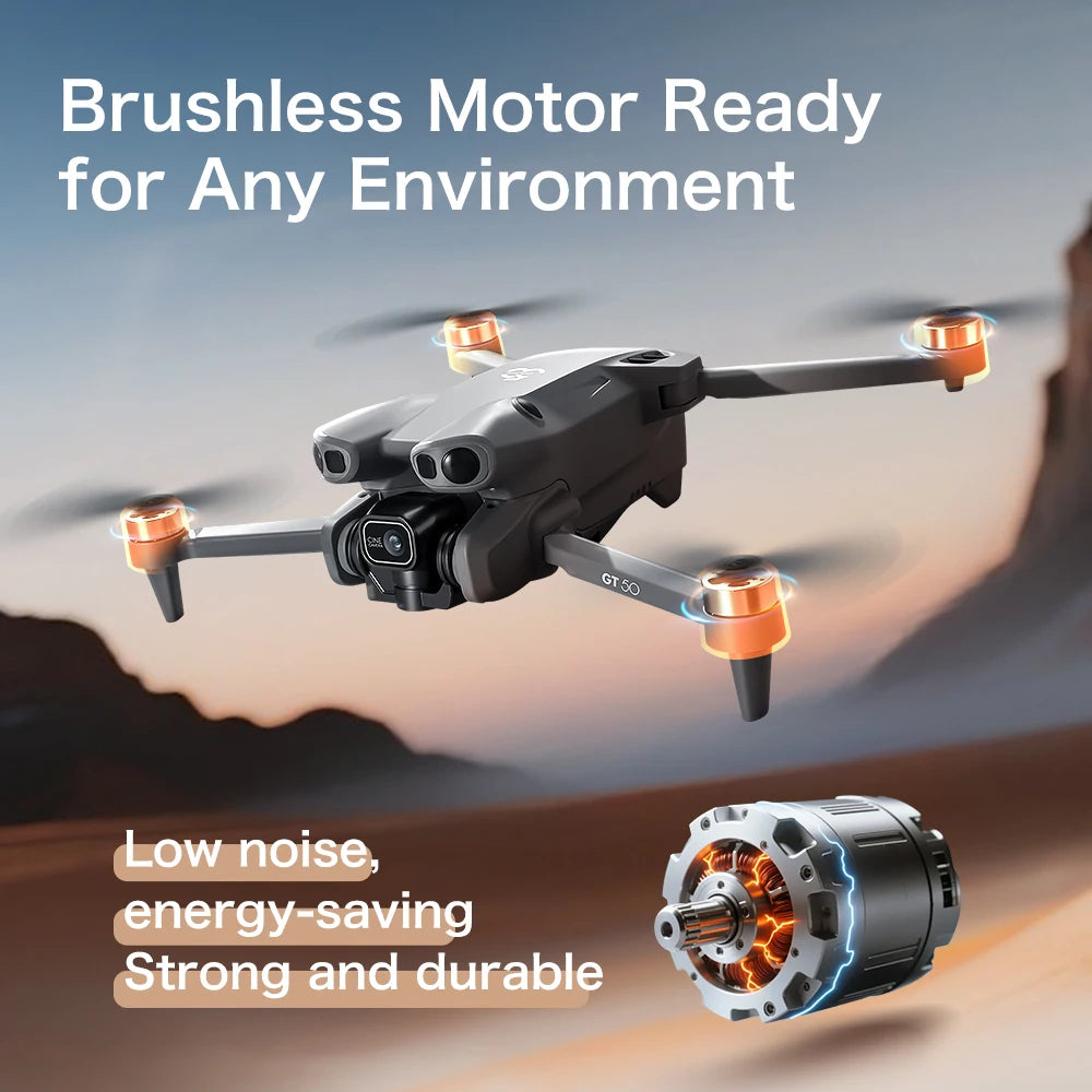 New GT50 Aerial Photography Drone with Obstacle Avoidance, HD Brushless Quadcopter with Large Screen Remote Control Toy Aircraft