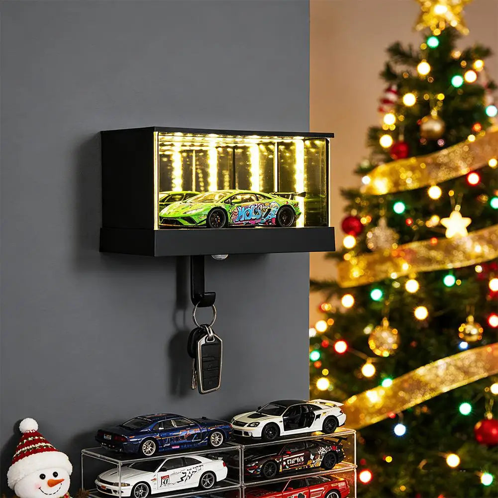 Infinity Garage Keychain With LED Light Car Model Display Key Holder Infinite Illusion Tunnel Effect